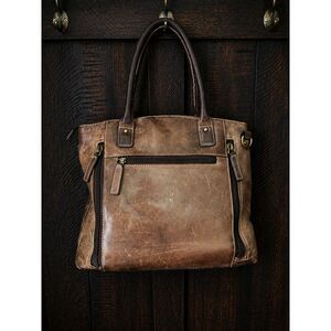 Gun Tote’n Mamas Distressed Buffalo Leather Tote Bag Rustic Boho Carryall